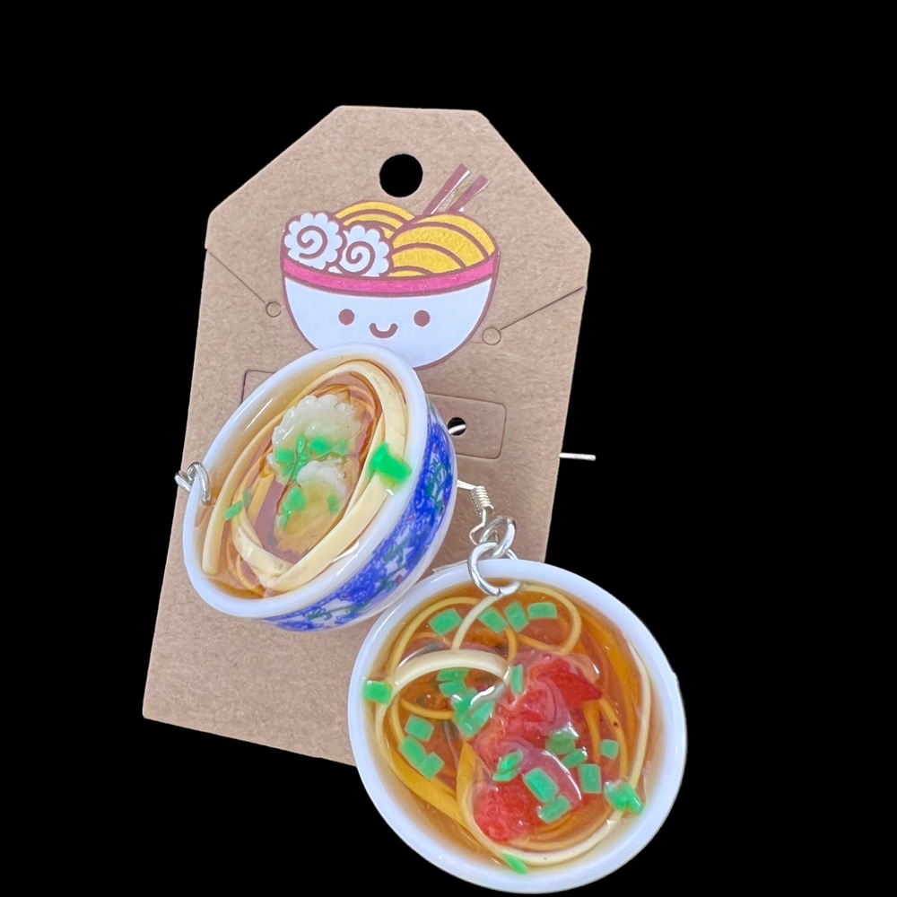 Ramen Earrings Noodle Jewelry - Picture 2 of 5